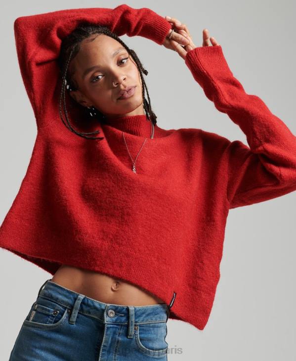 Superdry femmes pull essentiel vintage à col montant D64Z3987 vêtements rouge