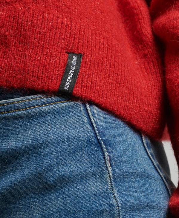 Superdry femmes pull essentiel vintage à col montant D64Z3987 vêtements rouge
