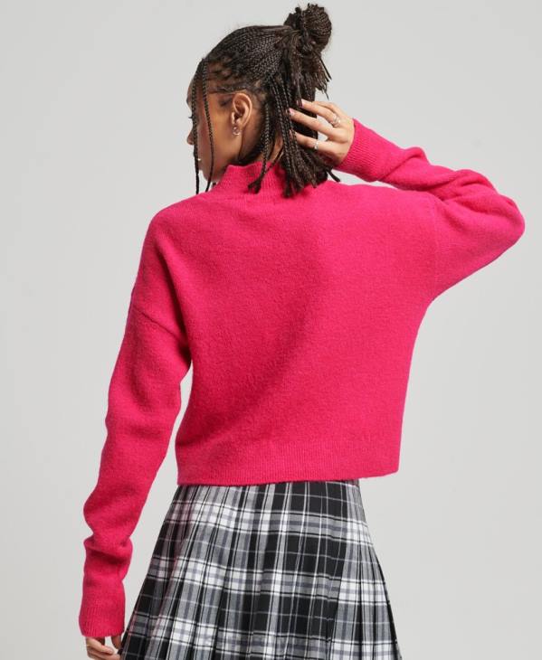 Superdry femmes pull essentiel vintage à col montant D64Z3997 vêtements rose