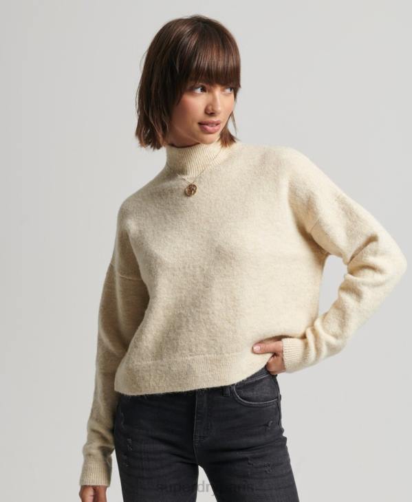 Superdry femmes pull essentiel vintage à col montant D64Z6592 vêtements crème