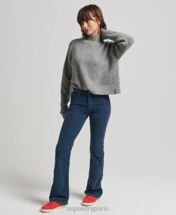 Superdry femmes pull essentiel vintage à col montant D64Z6630 vêtements gris clair