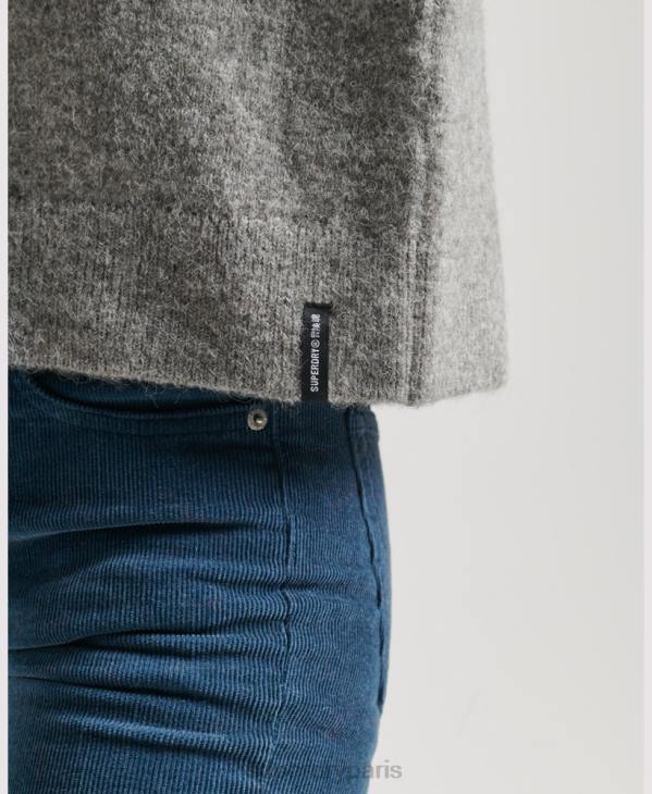 Superdry femmes pull essentiel vintage à col montant D64Z6630 vêtements gris clair
