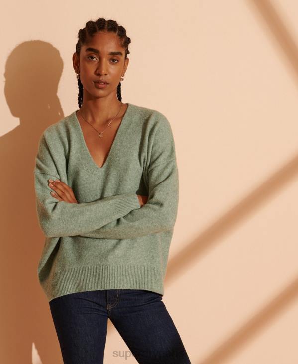 Superdry femmes pull isabella ample à col en v D64Z6772 vêtements turquoise