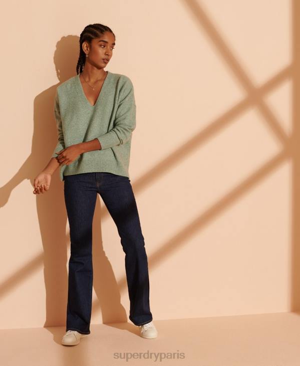 Superdry femmes pull isabella ample à col en v D64Z6772 vêtements turquoise