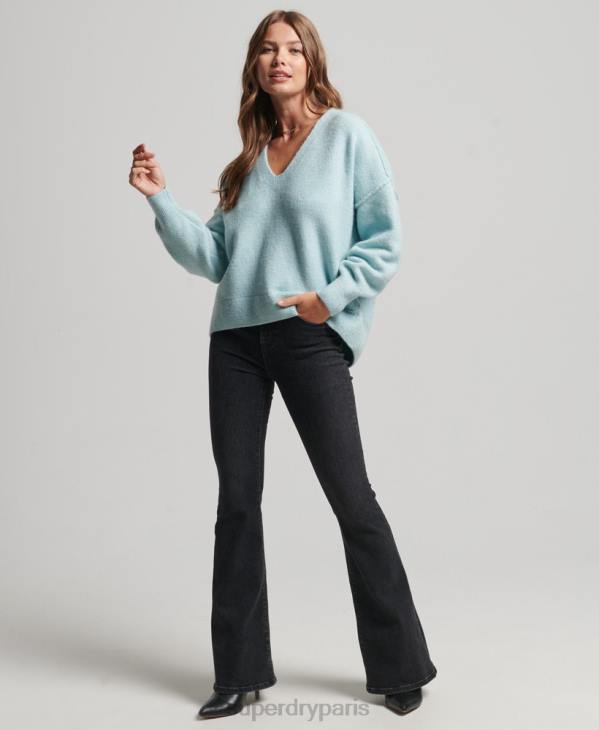 Superdry femmes pull oversize à col v D64Z3975 vêtements gris foncé