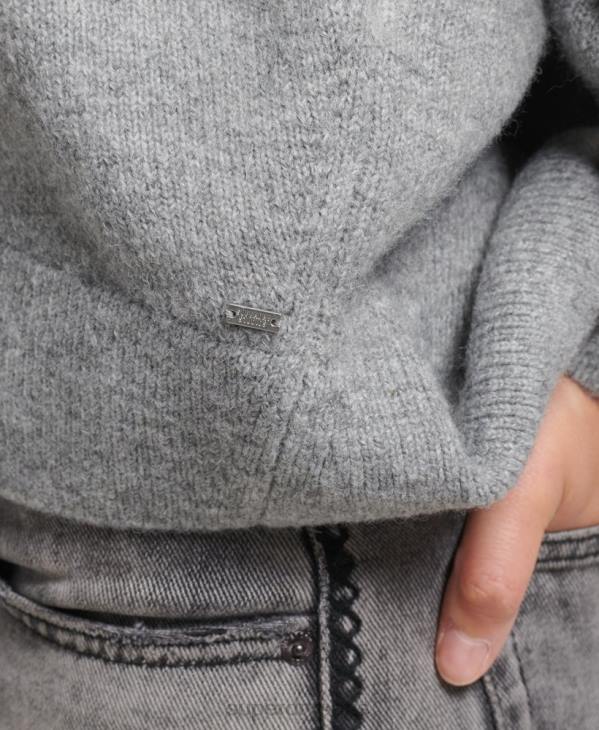 Superdry femmes pull oversize à col v D64Z3990 vêtements gris clair