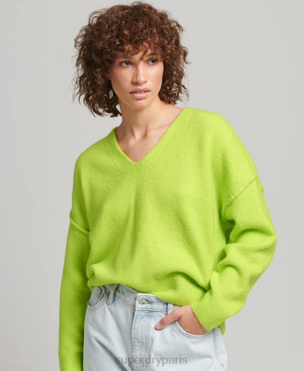 Superdry femmes pull oversize à col v D64Z4023 vêtements vert