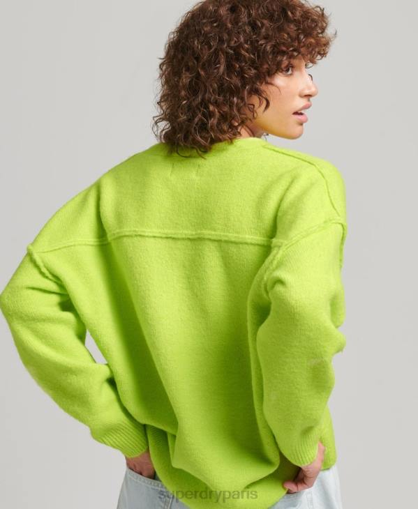Superdry femmes pull oversize à col v D64Z4023 vêtements vert
