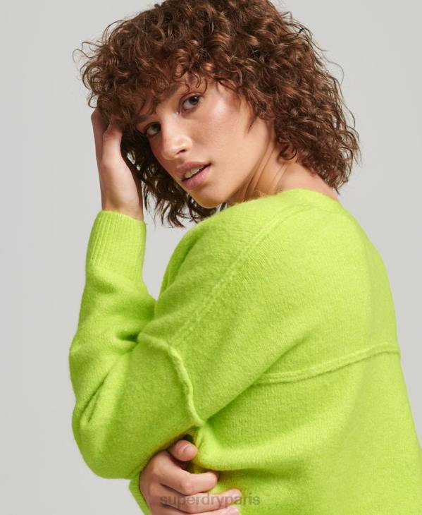 Superdry femmes pull oversize à col v D64Z4023 vêtements vert
