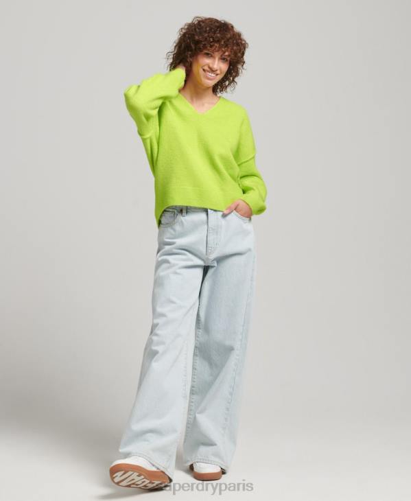 Superdry femmes pull oversize à col v D64Z4023 vêtements vert