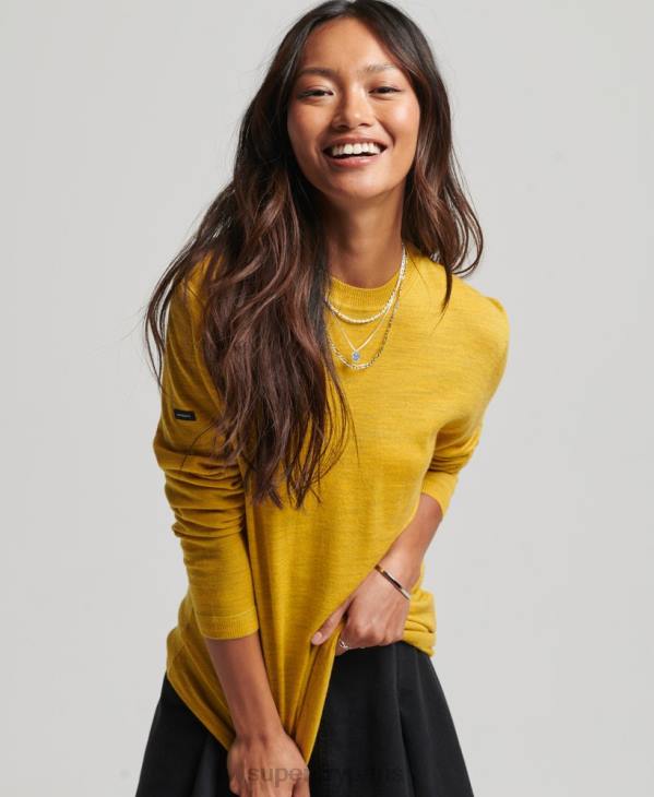 Superdry femmes pull ras du cou ample en mérinos studios D64Z3998 vêtements jaune