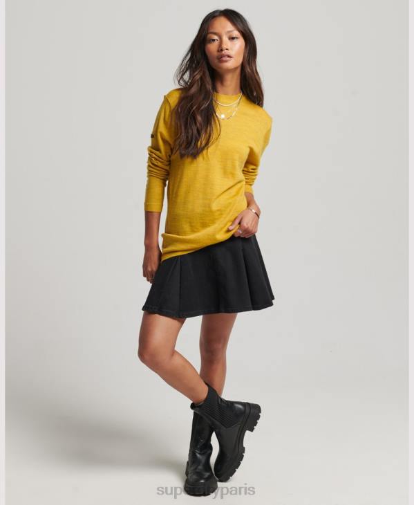 Superdry femmes pull ras du cou ample en mérinos studios D64Z3998 vêtements jaune