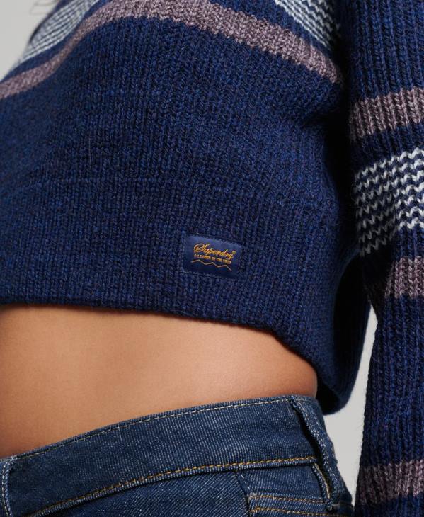 Superdry femmes pull ras du cou classique D64Z3957 vêtements marine