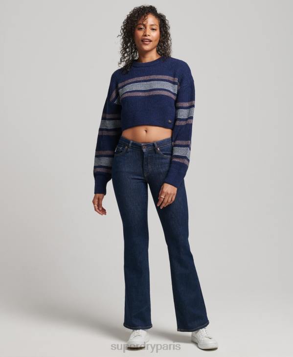 Superdry femmes pull ras du cou classique D64Z3957 vêtements marine
