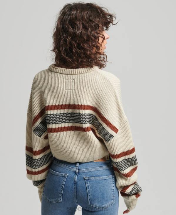 Superdry femmes pull ras du cou classique D64Z4036 vêtements blanc