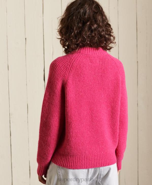 Superdry femmes pull ras du cou en alpaga mélangé D64Z6670 vêtements rose