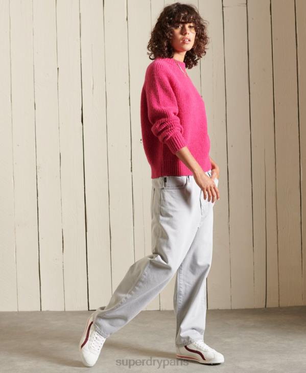 Superdry femmes pull ras du cou en alpaga mélangé D64Z6670 vêtements rose