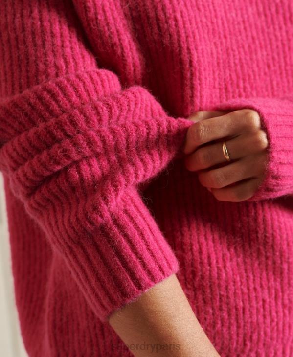Superdry femmes pull ras du cou en alpaga mélangé D64Z6670 vêtements rose
