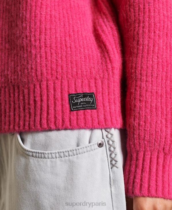Superdry femmes pull ras du cou en alpaga mélangé D64Z6670 vêtements rose