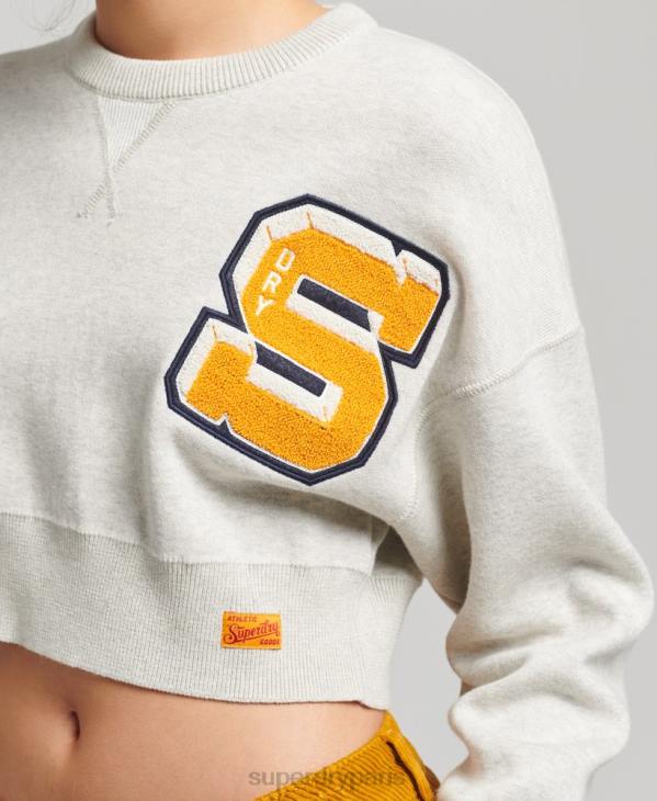 Superdry femmes pull ras du cou en coton bio D64Z4039 vêtements gris