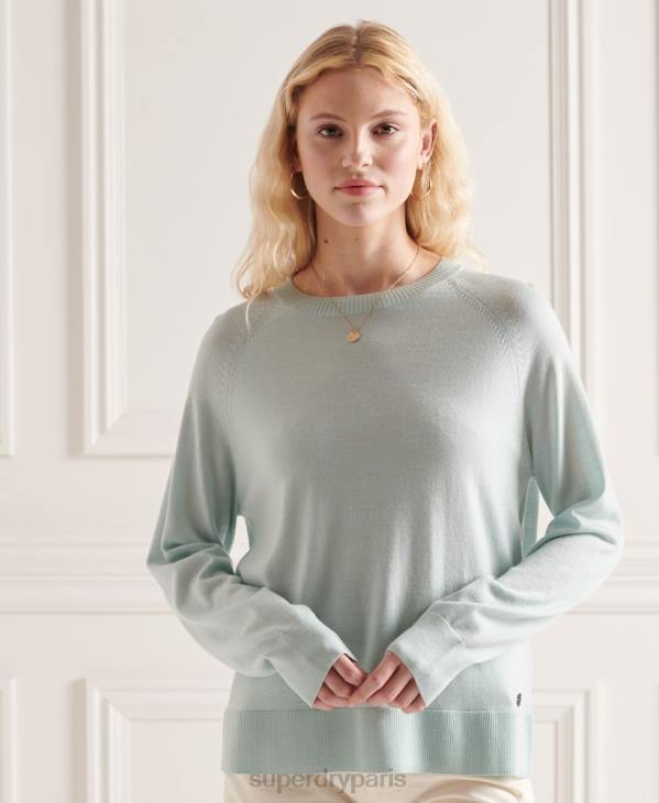 Superdry femmes pull ras du cou en mérinos D64Z6641 vêtements vert
