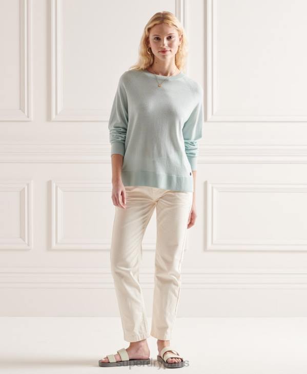 Superdry femmes pull ras du cou en mérinos D64Z6641 vêtements vert
