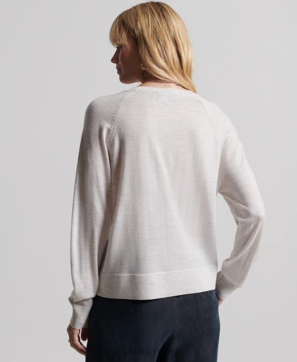 Superdry femmes pull ras du cou en mérinos D64Z6712 vêtements gris clair