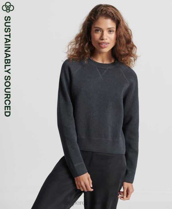 Superdry femmes pull ras du cou essentiel en coton bio D64Z6642 vêtements noir