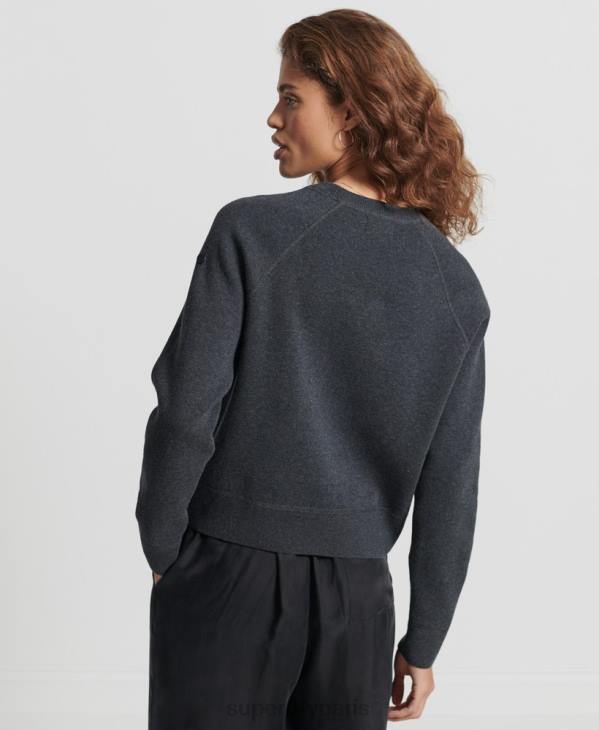 Superdry femmes pull ras du cou essentiel en coton bio D64Z6642 vêtements noir