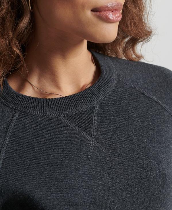 Superdry femmes pull ras du cou essentiel en coton bio D64Z6642 vêtements noir