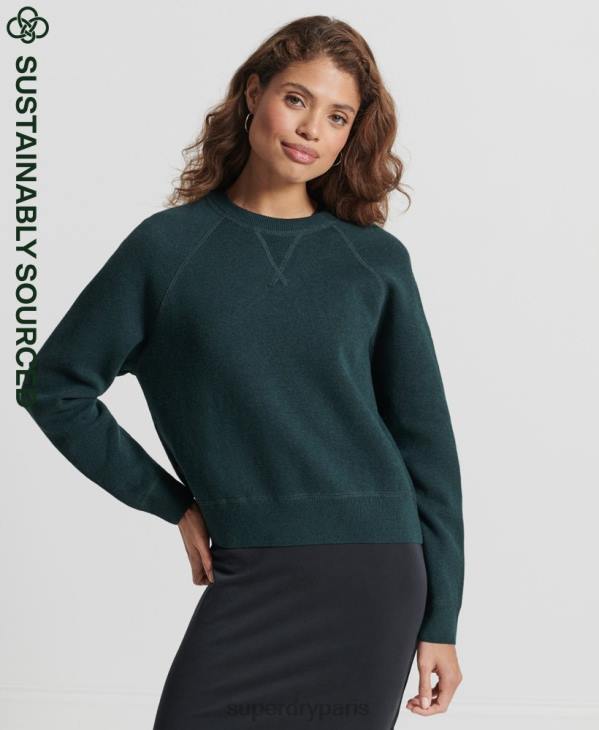 Superdry femmes pull ras du cou essentiel en coton bio D64Z6713 vêtements vert