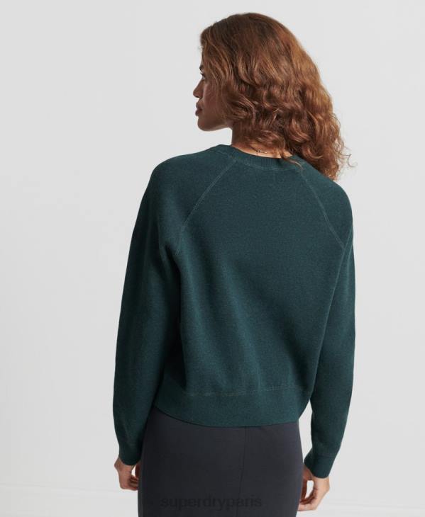 Superdry femmes pull ras du cou essentiel en coton bio D64Z6713 vêtements vert