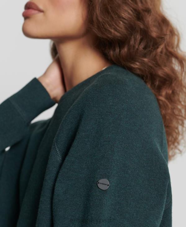 Superdry femmes pull ras du cou essentiel en coton bio D64Z6713 vêtements vert