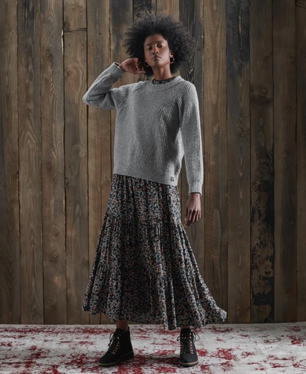Superdry femmes pull ras du cou freya en tweed D64Z6766 vêtements gris clair