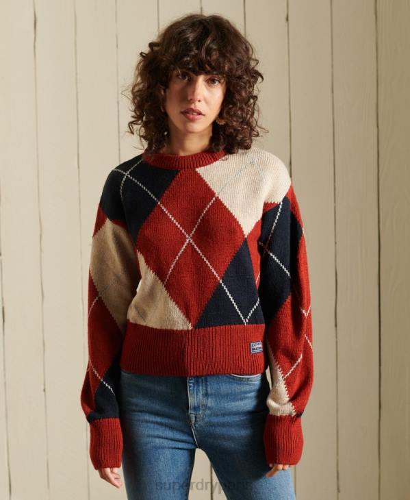 Superdry femmes pull ras du cou à motif D64Z4011 vêtements rouge