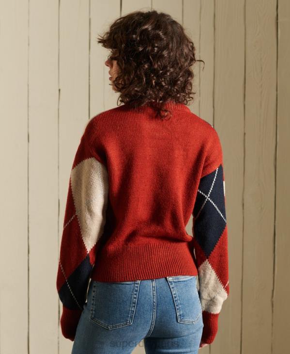 Superdry femmes pull ras du cou à motif D64Z4011 vêtements rouge