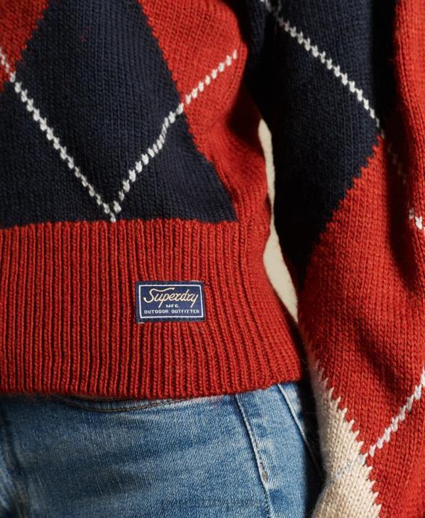 Superdry femmes pull ras du cou à motif D64Z4011 vêtements rouge