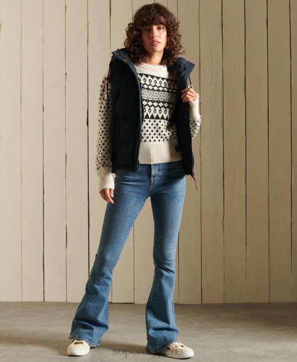 Superdry femmes pull ras du cou à motif D64Z4012 vêtements crème