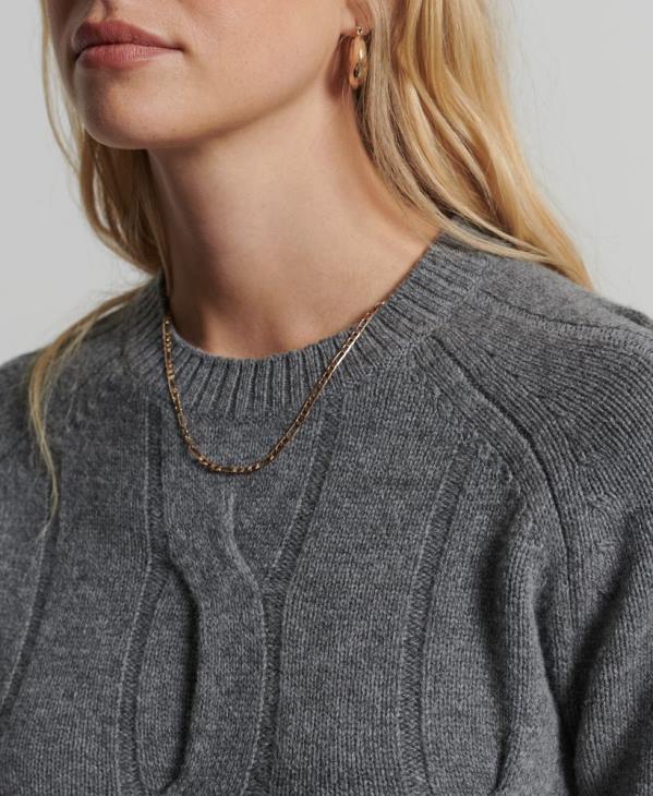 Superdry femmes pull studios en maille torsadée D64Z6725 vêtements gris foncé
