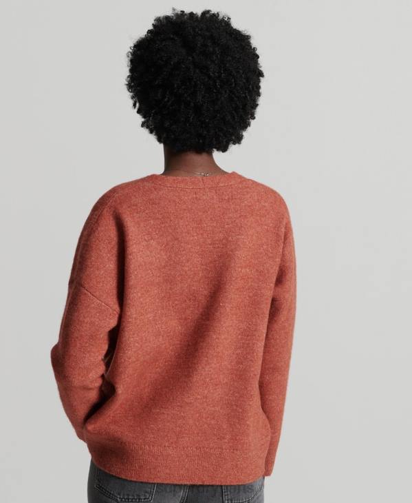 Superdry femmes studios pull ample en maille à col v D64Z3984 vêtements orange