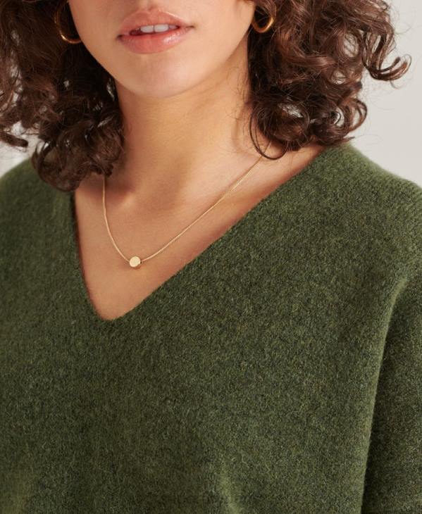 Superdry femmes studios pull ample en maille à col v D64Z4013 vêtements vert