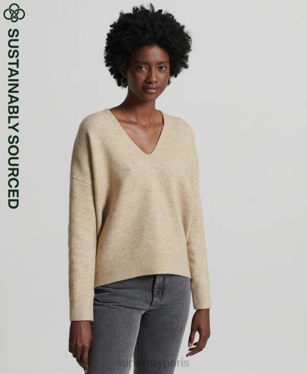 Superdry femmes studios pull ample en maille à col v D64Z4016 vêtements nu
