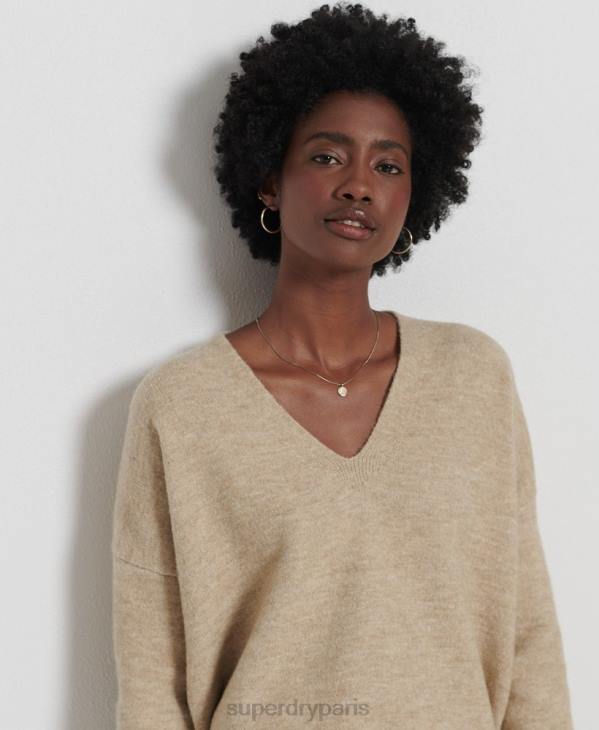 Superdry femmes studios pull ample en maille à col v D64Z4016 vêtements nu
