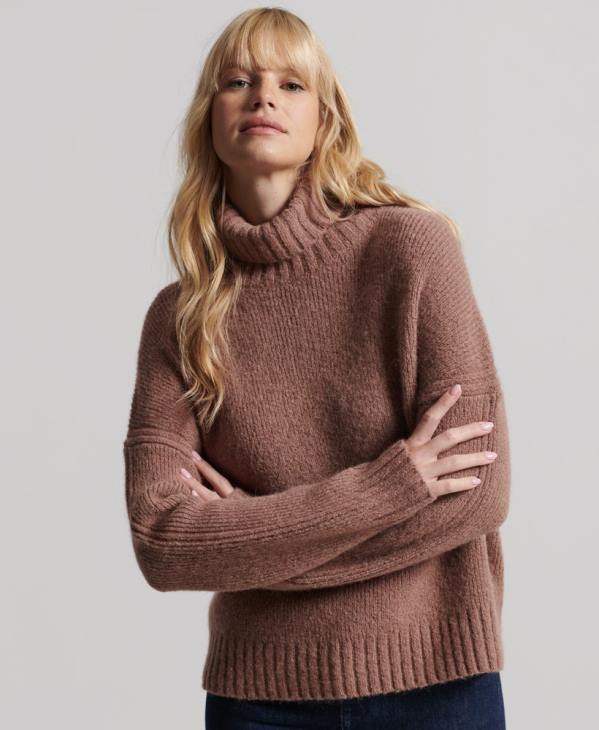 Superdry femmes studios pull épais à col roulé D64Z4005 vêtements bronzer