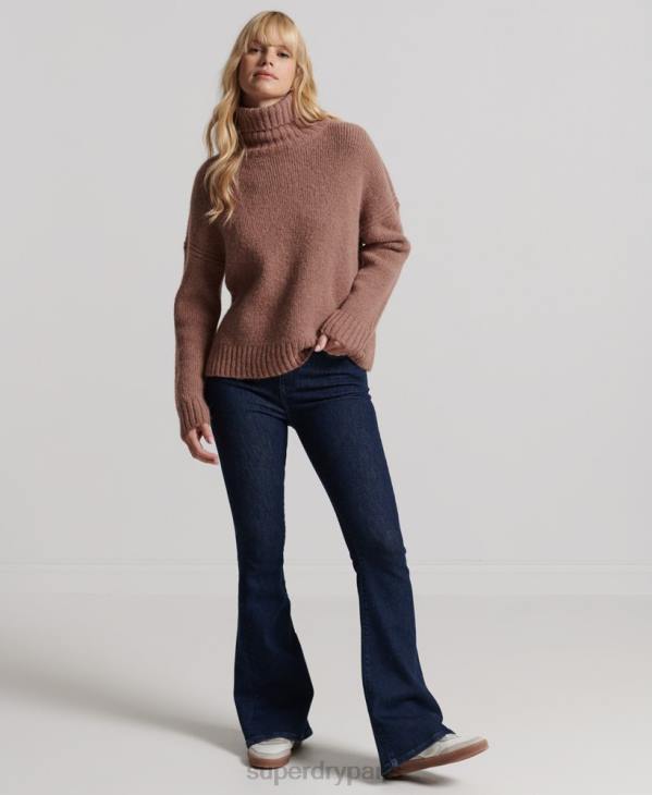 Superdry femmes studios pull épais à col roulé D64Z4005 vêtements bronzer