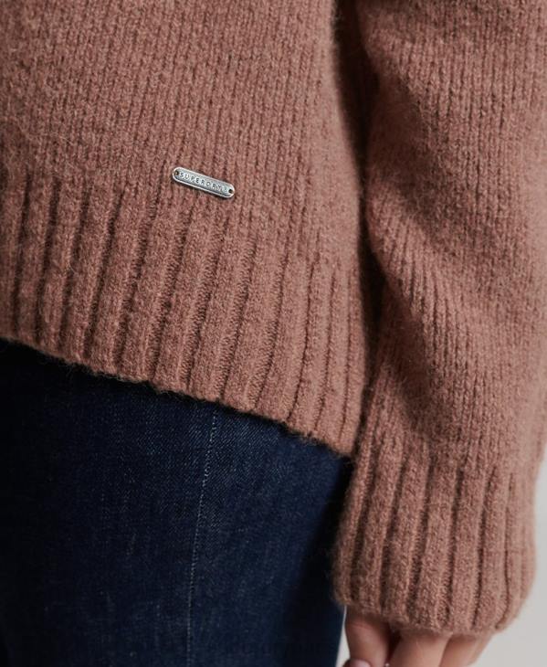 Superdry femmes studios pull épais à col roulé D64Z4005 vêtements bronzer