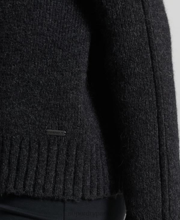 Superdry femmes studios pull épais à col roulé D64Z4006 vêtements gris foncé
