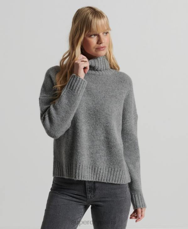 Superdry femmes studios pull épais à col roulé D64Z4014 vêtements gris clair