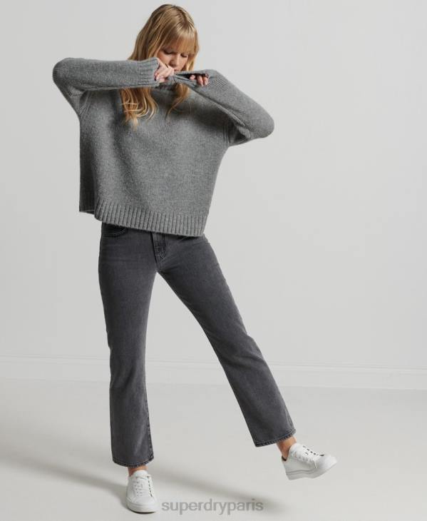 Superdry femmes studios pull épais à col roulé D64Z4014 vêtements gris clair