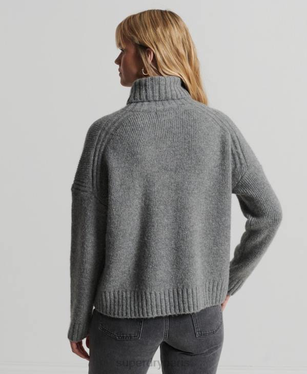 Superdry femmes studios pull épais à col roulé D64Z4014 vêtements gris clair